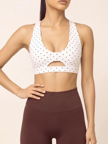 SHEIN BAE Women's Polka Dot Hollow Out Casual Daily Wear Sports Top - White - View 4