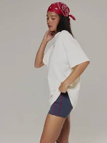 Musera Sport Graphic Logo Printed Back Oversized Crewneck Shortsleeve Tee Active Outdoors Workout Gym Terra Peak - White - View 4