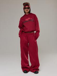 Musera Sport Sweatshirt Hoodie Oversized dengan Logo Grafis di Bagian Depan dan Lis Kontras, Cocok untuk Aktivitas Luar Ruangan, Olahraga, dan Gym, Terra Peak. - Merah - View 3