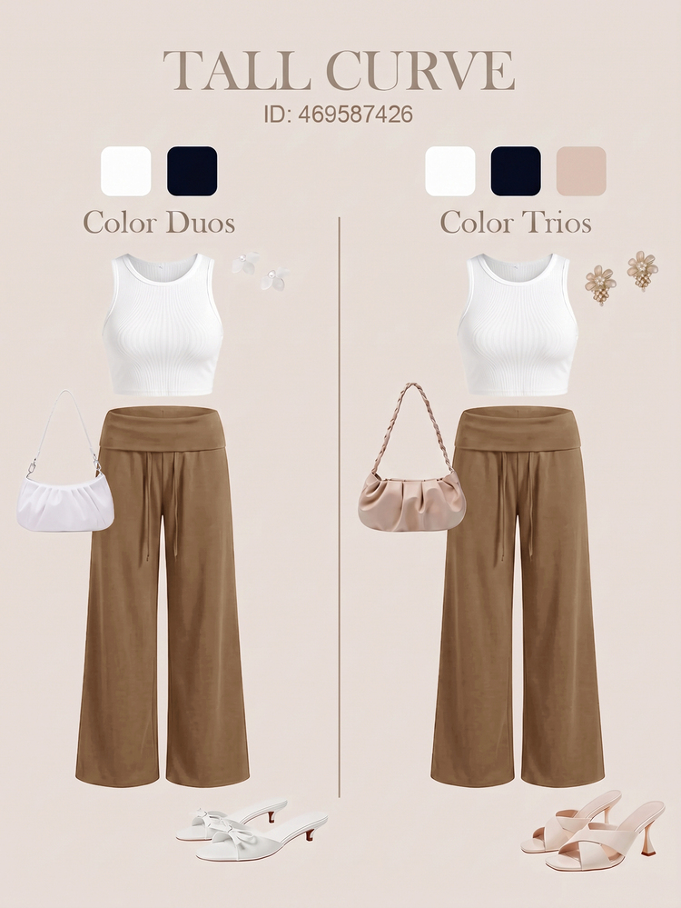 SHEIN Tall CURVE Plus Size High-Waisted Grey Knit Fleece Drawstring Loose Sweatpants, Suitable For Winter Graduation Season, Back To School, Graduation Ceremony, Teacher Outfit And Other Occasions, Autumn Back To School Women's Wide Leg Sweatpants, Grey Loose Comfortable Pants - Camel - View 10
