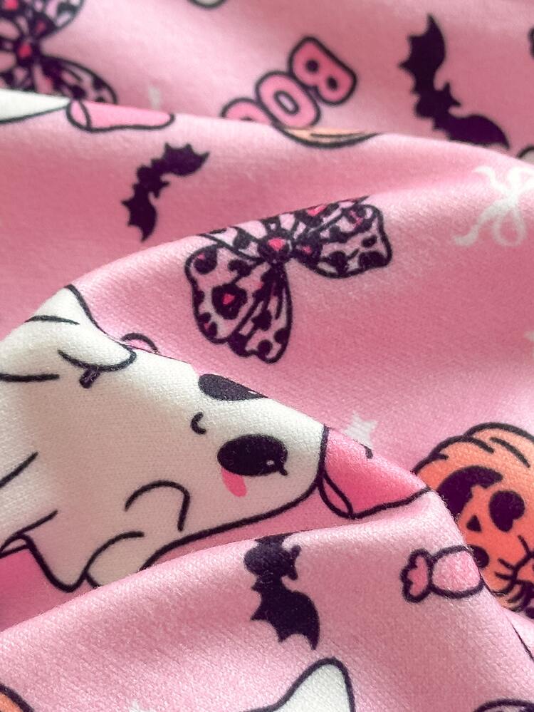 Newborn Baby Girl Cute Cartoon Pattern Long Sleeve Loungewear Set - Pink - View 8