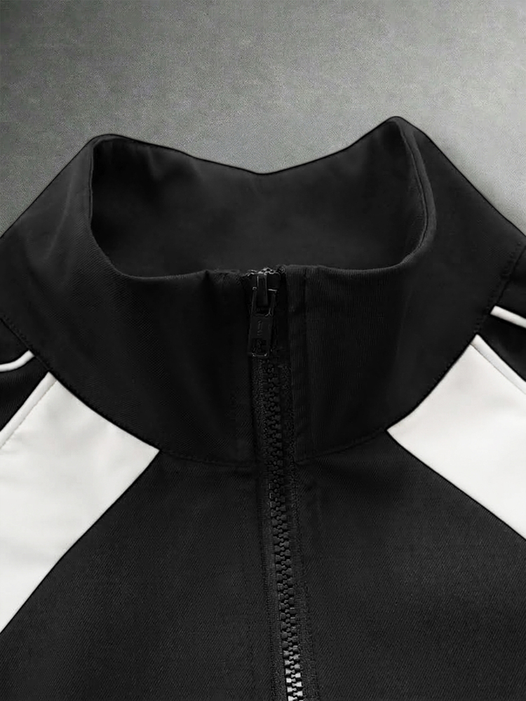 PAVTROS Chaqueta de manga larga casual versátil de bloques de color para uso diario y viajes para hombres - Negro - Añade 5