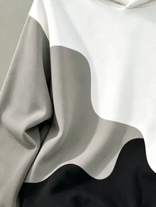 Daypath Men's Letter Pattern Colorblock Casual Everyday Hoodie - Grey - View 4