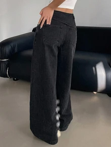 DAZY 女款休閒百搭日常穿著牛仔褲 - 黑色 - 查看 7