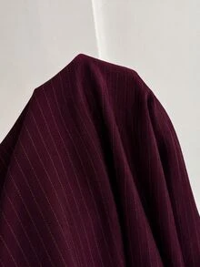 Attitoon 女款條紋花瓣袖單排扣休閒襯衫 - 酒紅色 - 查看 2