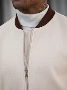 Manfinity CasualCool 男士純色休閒大衣，口袋設計，適合日常通勤穿著，也是送給男友和丈夫的理想禮物 - 杏色 - 查看 6