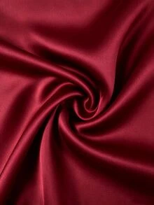 GlowEve CURVE Plus Size Autumn Fashion Casual Versatile Satin Beaded Burgundy Blouse - Burgundy - View 4