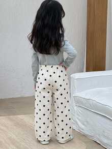 DAZY Young Girl Polka Dot Casual Versatile Daily Wear Long Pants - Beige - View 2