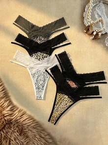 Bare Chapter Plus Size Women's Lace Patchwork Sexy Everyday Triangle Panties - Multicolor - View 1