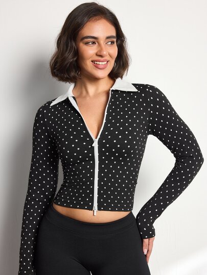 Easithlete Easithlete Seamless Women's Sports Jacket, Yoga Long Sleeve, Polka Dot Sexy Slim Fit Jacket, Women's Sports Outdoor Workout