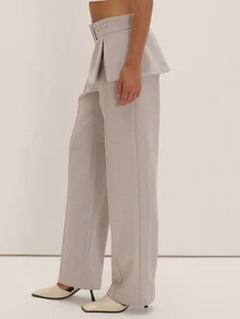 MUSEYN Grey Woven Overlay Belt Detail Trousers Versatile Lounge Everyday Date Night Chic New Season Fall - Grey - View 3