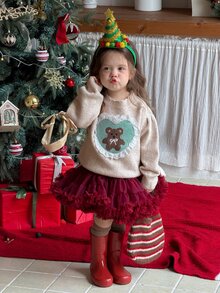 DAZY Infant/Toddler (Girl) Round Neck Cartoon Casual Long Sleeve Autumn/Winter Sweater - Apricot - View 3