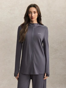Activina Women's Letter Pattern Casual Daily Long Sleeve Sports Jacket - Grey - View 1
