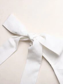 SHEIN Vestidos para niñas preadolescentes, rosa empolvado, elegante de verano, rosa casual de moda, versátil para uso diario, adecuado para ceremonias, fiestas, lazo de doble cara para niños - Blanco - Ver 6