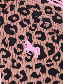 SHEIN 2件組時尚休閒女款/青少年新款黑色針織拼接白色滾邊拉鍊立領外套，搭配黑色寬鬆白色滾邊小字母裝飾長褲，適合春秋冬季，戶外、旅行、街頭風、日常休閒、居家、校園、日常穿著 - 棕色 - 查看 5