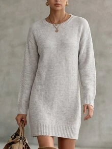 Holdful Holdful Pakaian Musim Gugur untuk Wanita Gaun Sweater Wanita - Light Grey - View 7