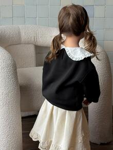 DAZY Infant/Toddler (Girl) Round Neck Long Sleeve Bow Sweatshirt - Black - View 2