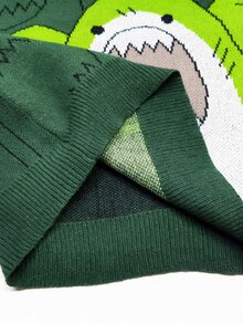 Manfinity Hypemode Men's Casual Cartoon Pattern Knit Sweater, Autumn/Winter Back To School, Long Sleeve Top - Dark Green - View 5