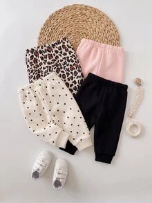SHEIN 新生兒嬰兒純色休閒日常外出長褲 - 彩色 - 查看 5