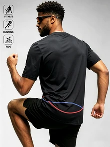 GymBeat 男士拼色休閒百搭日常旅行運動T恤 - 彩色 - 查看 2
