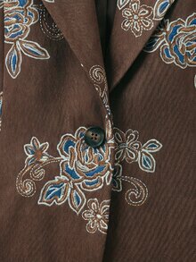 Linhara CURVE Plus Size Women's Floral Print Casual Commute Blazer - Brown - View 4