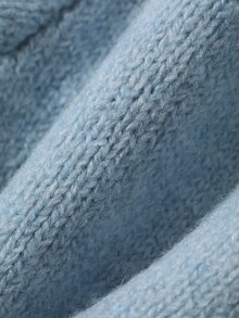 DAZY Baby Girl Bow Decor Long Sleeve Cable Knit Sweater And Knitted Shorts Casual Set - Blue - View 9