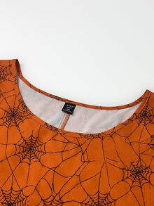 Linhara CURVE بلوزة نسائية كاجوال مطبوعة منسوجة للخريف مقاس كبير - لون برتقالي - مشاهدة 3