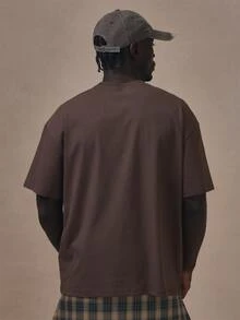 Musero Oversized Drop Shoulder Tshirt " Ice Cold" Graphic Print Autum Winter Essentials - Brown - View 4