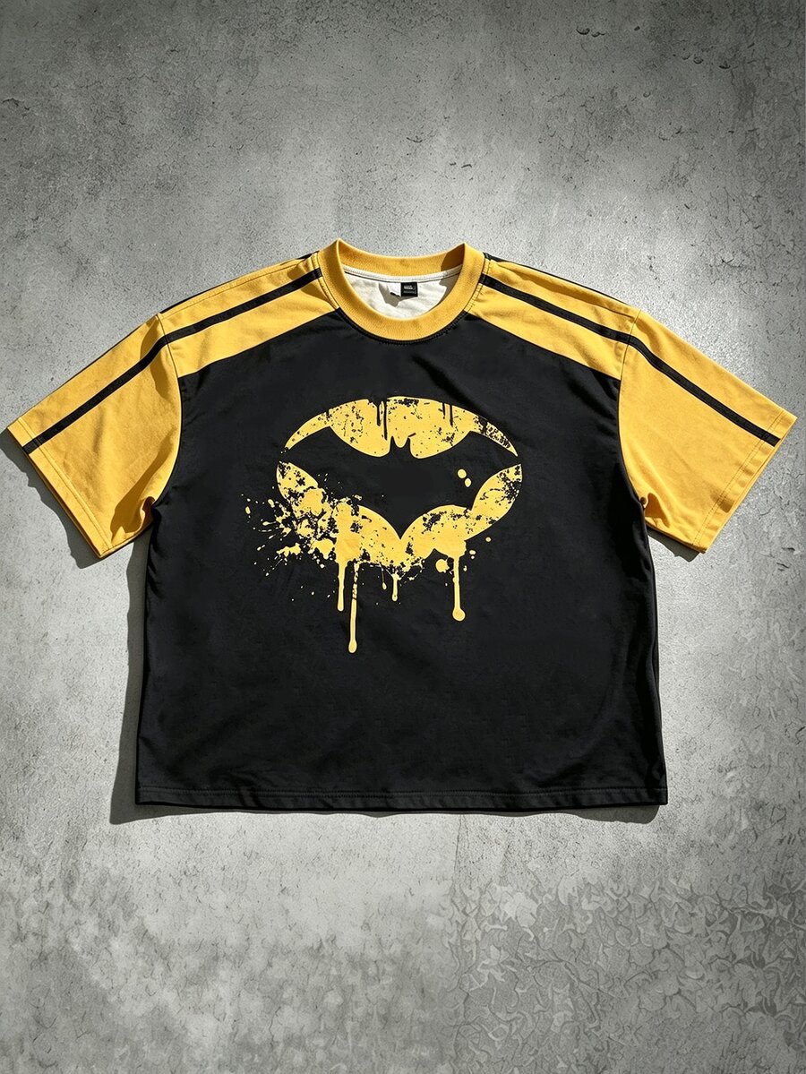 BATMAN X SHEIN Manfinity EMRG 男士街頭風休閒寬鬆版型T恤 - 彩色 - 查看 1