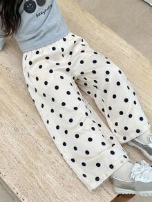 DAZY Young Girl Polka Dot Casual Versatile Daily Wear Long Pants - Beige - View 4