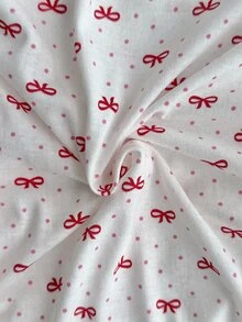 SHEIN Classic Button Front Bow Printed Pajama Set – Soft Long Sleeve Top & Comfy Straight Leg Pants - Pink - View 6