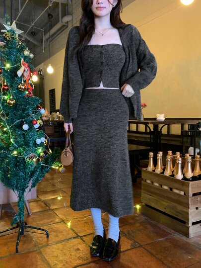 DAZY Women's Long Sleeve Korean Style Sweater 2 Pieces Set