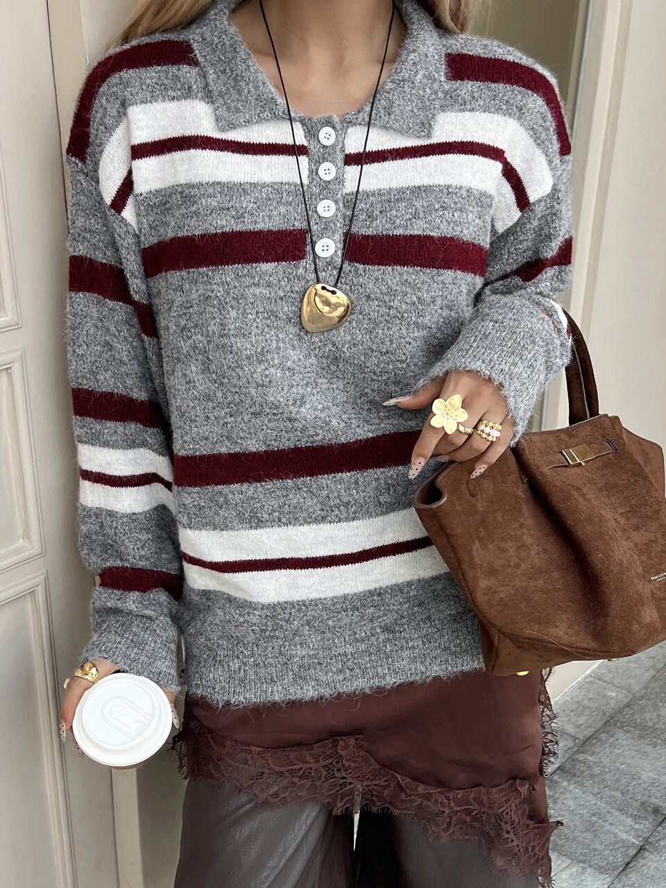 Women's Loose Striped Pullover Casual Sweater