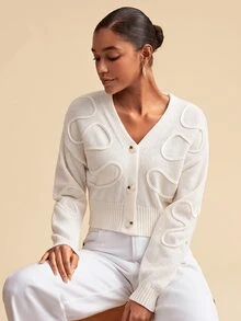 Travachic Women's Long Sleeve Single-Breasted Fashion Elegant Romantic Cardigan , White,Versatile Outerwear, Suitable For Commuting, Daily, Casual, Outing - Blue - View 7