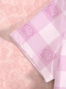 HELLO KITTY AND FRIENDS | SHEIN 女款格紋字母印花休閒日常短袖T恤 - 白色 - 查看 6