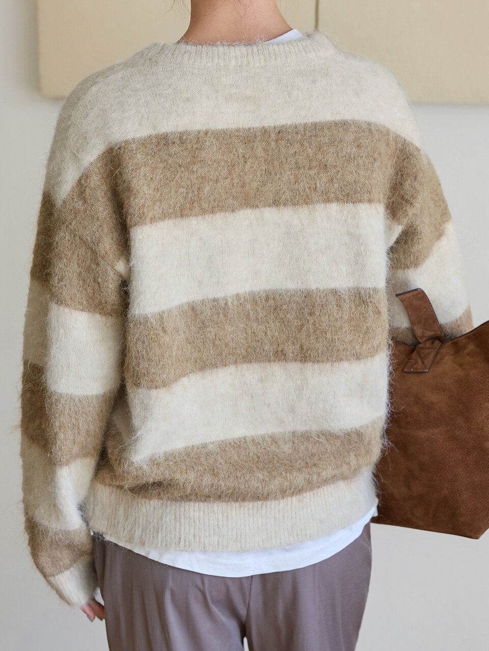 Women's Striped Round Neck Long Sleeve Casual Loose Sweater