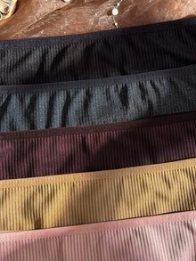 Divavoom Celana Dalam Wanita Ukuran Besar Warna Polos dengan Renda Kontras, Modis, Nyaman, 5pcs/Pack - MultiWarna - View 4
