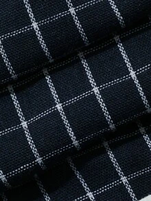 DAZY Set Piyama Atasan dan Celana Lengan Panjang Bermotif Kotak-kotak untuk Wanita - Navy Blue - View 7