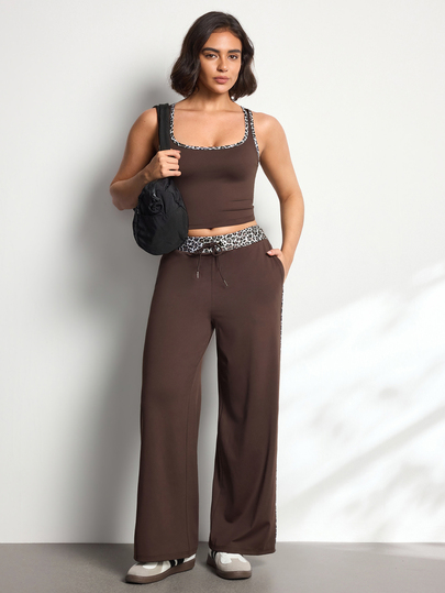 Easithlete Easithlete Patchwork Leopard Print Women's Tank Top And Pants Sports Set