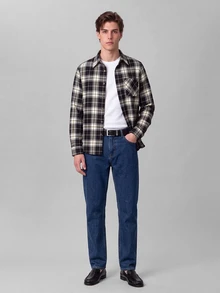Colvenic 男士格紋休閒百搭日常穿著長袖襯衫 - 黑色 - 查看 7