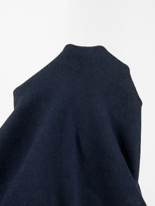 SHEIN 秋冬立領針織夾克，裝飾金鈕扣拉鍊修身短版開襟衫 - 藏蓝色 - 查看 8