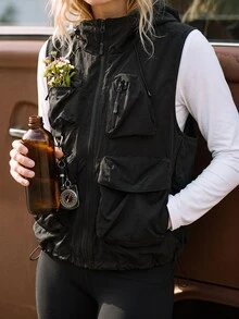 WanderVale Women's Solid Color Casual Versatile Daily Outdoor Vest - Black - View 6