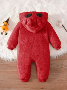 SHEIN Baby Boy Cartoon Pattern Casual Daily Long Sleeve Winter Jumpsuit - Red - View 2