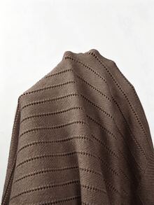 SHEIN 不對稱單肩針織套頭衫 | 米色寬鬆落肩毛衣 秋冬款 - Volcanic Gray - 查看 6