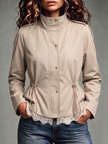 LUMIGAL Winter Women's Woven Casual Summer Coat For Commuting - Apricot - View 6