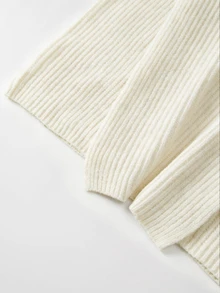 SHEIN 瀑布領落肩開襟衫 - 米色 - 查看 3
