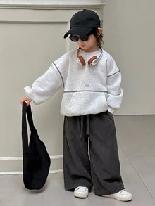 Dazy Kids 兒童秋季男童小號寬鬆休閒豹紋長褲 - 灰色 - 查看 4
