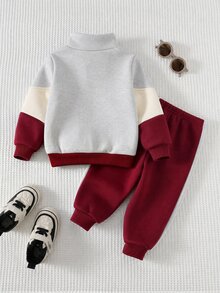 Cozy Pixies Baby Boy Striped Colorblock Long Sleeve Sweatshirt And Jogger Pants Set - Multicolor - View 2