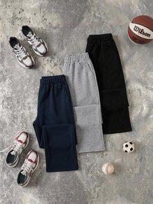 SHEIN 3 Buah Celana Olahraga untuk Remaja Laki-Laki - Hitam - View 3