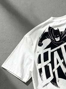 BATMAN X SHEIN Manfinity EMRG 男士街頭風休閒寬鬆版型T恤 - 彩色 - 查看 3